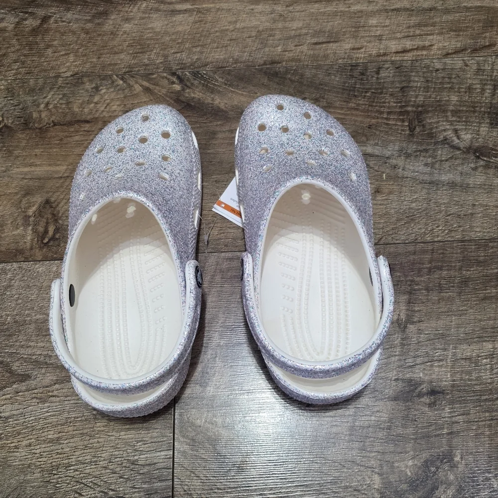 CROCS Kids Sparkly Water Shoes - White and Purple